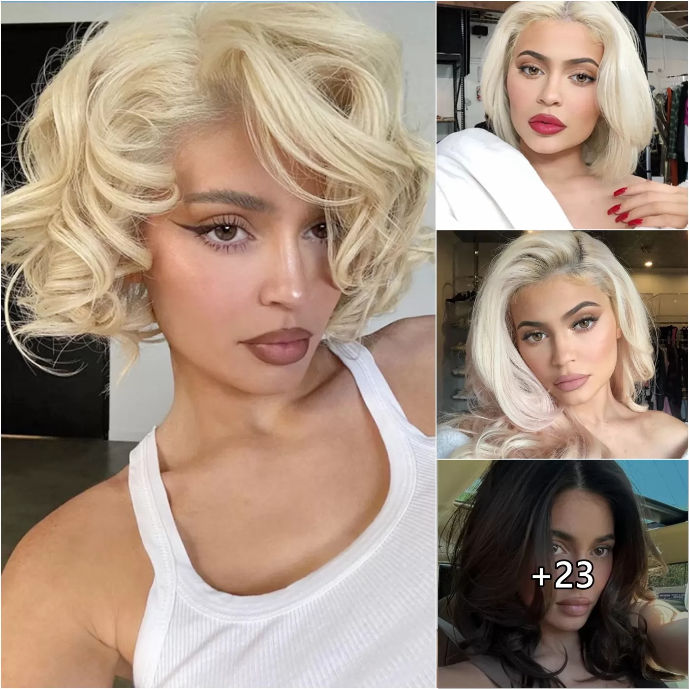 Cover Image for Kylie Jenner’s New Blonde Bob Is a Nod to Marilyn Monroe transformed into a bombshell